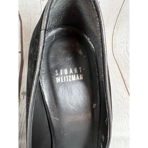 STUART WEITZMAN black suede leather bow high heel pump classic shoes size 10 - Picture 3 of 12